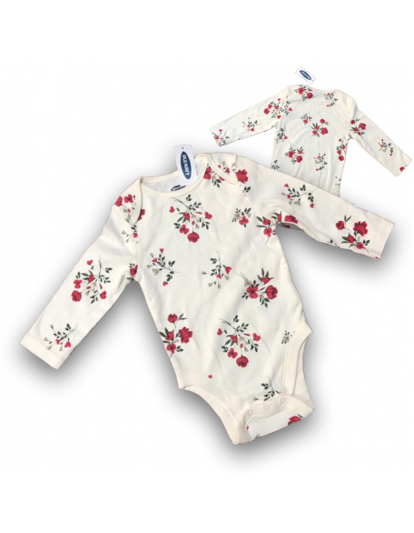 Old Navy enterizo manga larga blanco floreado 6-12months