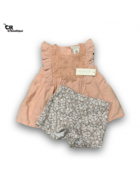 Rachel Zoe - Vestido color rosa + short floreado 18Meses