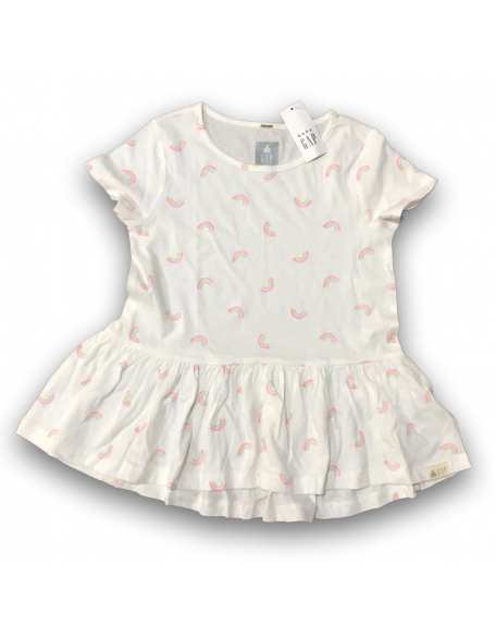 GAP blusa blanca con diseño arcoiris 3yrs