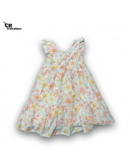 Shabby Chic Vestido blanco flores rosas 4T (3-4años)