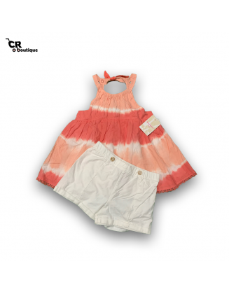 Tommy Bahama - Vestido Rosa-blanco + short blanco 4T