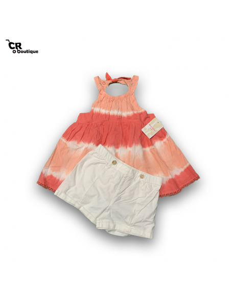 Tommy Bahama - Vestido Rosa-blanco + short blanco 4T