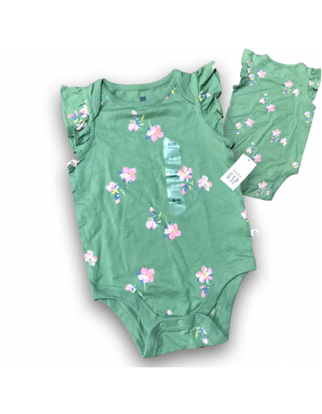 GAP Enterizo verde floreado 6-12months